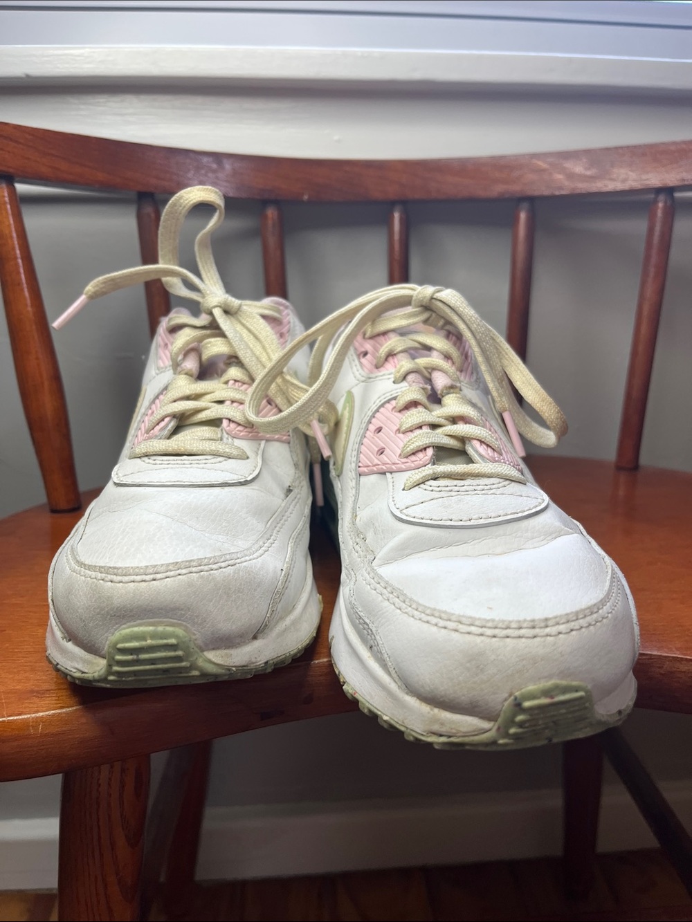 Nike Air Max 90 LTR SE Summit White Coconut Milk Pink Foam Sneakers Size 7Y GUC - Picture 2 of 11